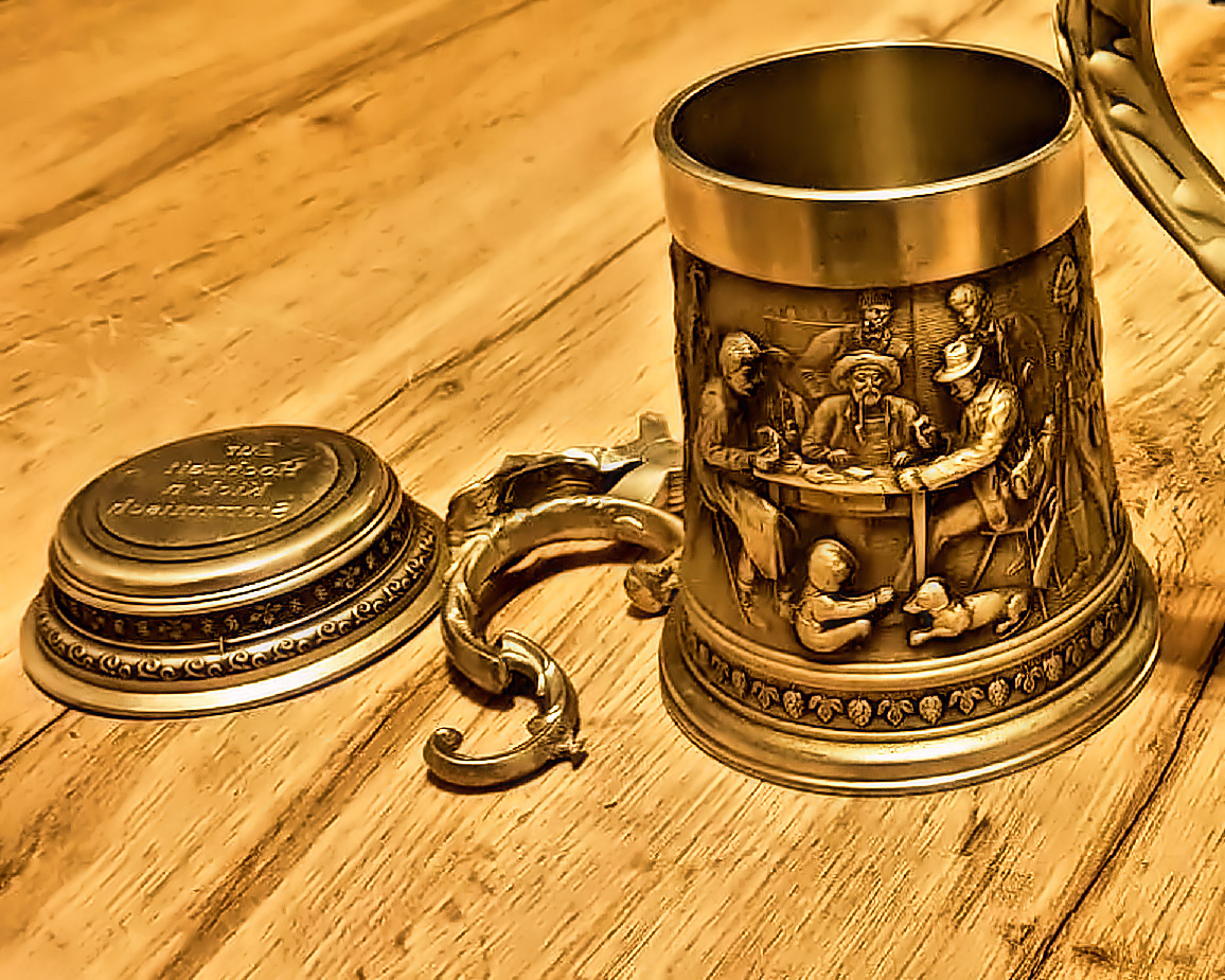 Beautiful German Brass Beer Stein.